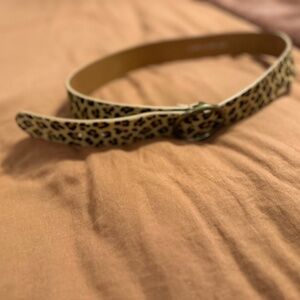 100% leather leopard print belt- SIZE LARGE